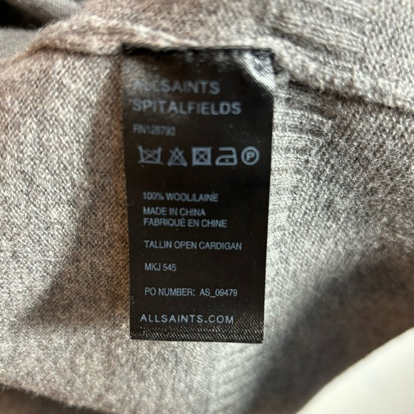 ALL SAINTS Sz M Open Front Patch Pockets Grandpa Core Super Soft Cardigan Flaw - Picture 5 of 7